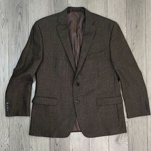 Lauren Ralph Lauren Mens Size 44R Brown Wool Woven Sports Coat Blazer Jacket